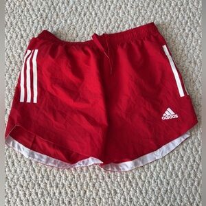Adidas Red Sports Shorts with White Accents